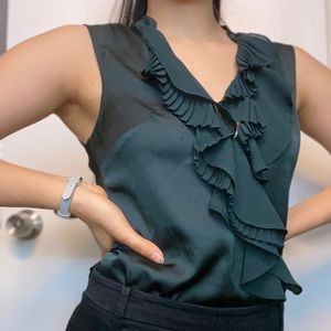 Sleeveless Blouse with Ruffle Detail